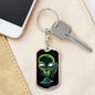 Alien On Planet Dog Tag Pendant Keychain Stainless Steel or 18k Gold-Express Your Love Gifts