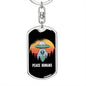 Alien Peace Human Dog Tag Pendant Keychain Stainless Steel or 18k Gold-Express Your Love Gifts