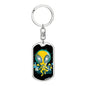 Alien Psychedelic Dog Tag Pendant Keychain Stainless Steel or 18k Gold-Express Your Love Gifts