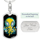 Alien Psychedelic Dog Tag Pendant Keychain Stainless Steel or 18k Gold-Express Your Love Gifts