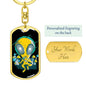 Alien Psychedelic Dog Tag Pendant Keychain Stainless Steel or 18k Gold-Express Your Love Gifts