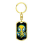Alien Psychedelic Dog Tag Pendant Keychain Stainless Steel or 18k Gold-Express Your Love Gifts
