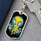 Alien Psychedelic Dog Tag Pendant Keychain Stainless Steel or 18k Gold-Express Your Love Gifts