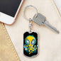 Alien Psychedelic Dog Tag Pendant Keychain Stainless Steel or 18k Gold-Express Your Love Gifts