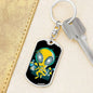 Alien Psychedelic Dog Tag Pendant Keychain Stainless Steel or 18k Gold-Express Your Love Gifts