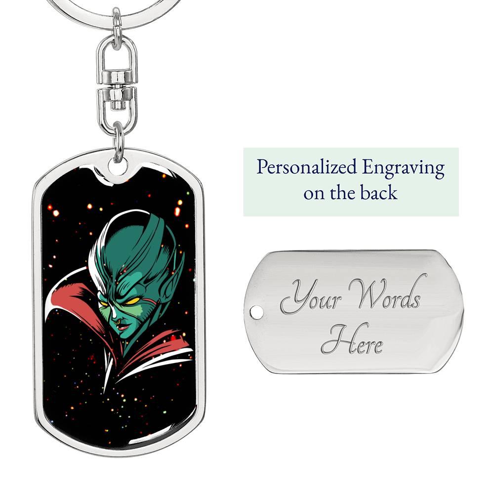 Alien Queen Dog Tag Pendant Keychain Stainless Steel or 18k Gold-Express Your Love Gifts