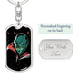 Alien Queen Dog Tag Pendant Keychain Stainless Steel or 18k Gold-Express Your Love Gifts