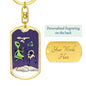 Alien Smoking Hookah Dog Tag Pendant Keychain Stainless Steel or 18k Gold-Express Your Love Gifts