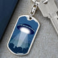 Alien Spaceship Dog Tag Pendant Keychain Stainless Steel or 18k Gold-Express Your Love Gifts