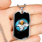 Alien UFO Fan Astronaut Necklace Stainless Steel or 18k Gold Dog Tag 24" Chain-Express Your Love Gifts