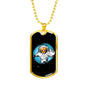 Alien UFO Fan Astronaut Necklace Stainless Steel or 18k Gold Dog Tag 24" Chain-Express Your Love Gifts