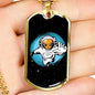 Alien UFO Fan Astronaut Necklace Stainless Steel or 18k Gold Dog Tag 24" Chain-Express Your Love Gifts