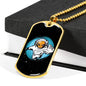 Alien UFO Fan Astronaut Necklace Stainless Steel or 18k Gold Dog Tag 24" Chain-Express Your Love Gifts