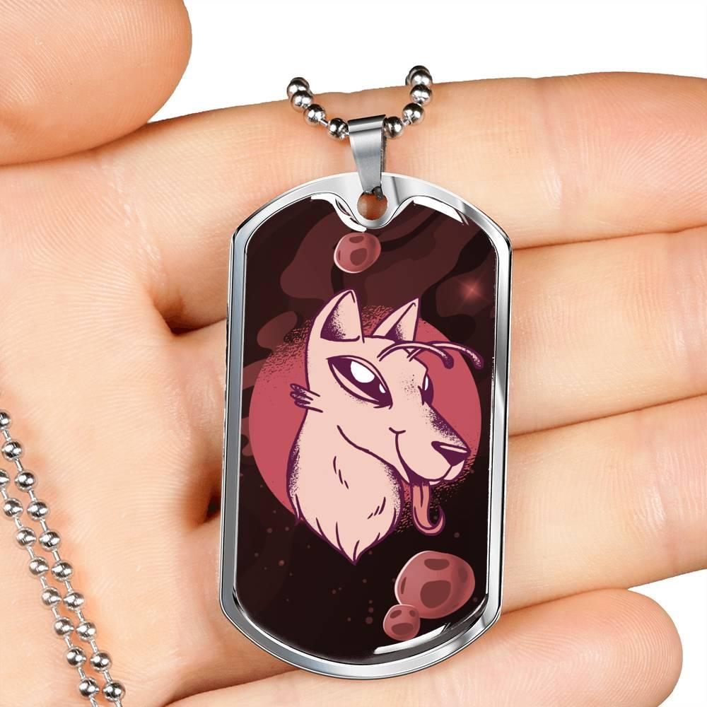 Alien UFO Fan Gift Alien Dog Necklace Stainless Steel or 18k Gold Dog Tag 24" Chain-Express Your Love Gifts