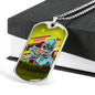Alien UFO Fan Gift Alien Eating Pizza Necklace Stainless Steel or 18k Gold Dog Tag 24" Chain-Express Your Love Gifts