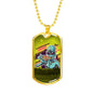 Alien UFO Fan Gift Alien Eating Pizza Necklace Stainless Steel or 18k Gold Dog Tag 24" Chain-Express Your Love Gifts