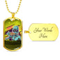 Alien UFO Fan Gift Alien Eating Pizza Necklace Stainless Steel or 18k Gold Dog Tag 24" Chain-Express Your Love Gifts