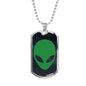 Alien UFO Fan Gift Alien Face Necklace Stainless Steel or 18k Gold Dog Tag 24" Chain-Express Your Love Gifts