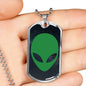 Alien UFO Fan Gift Alien Face Necklace Stainless Steel or 18k Gold Dog Tag 24" Chain-Express Your Love Gifts