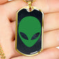Alien UFO Fan Gift Alien Face Necklace Stainless Steel or 18k Gold Dog Tag 24" Chain-Express Your Love Gifts