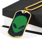 Alien UFO Fan Gift Alien Face Necklace Stainless Steel or 18k Gold Dog Tag 24" Chain-Express Your Love Gifts
