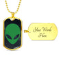 Alien UFO Fan Gift Alien Face Necklace Stainless Steel or 18k Gold Dog Tag 24" Chain-Express Your Love Gifts