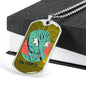 Alien UFO Fan Gift Alien Face Palm Necklace Stainless Steel or 18k Gold Dog Tag 24" Chain-Express Your Love Gifts