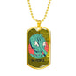Alien UFO Fan Gift Alien Face Palm Necklace Stainless Steel or 18k Gold Dog Tag 24" Chain-Express Your Love Gifts