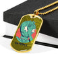 Alien UFO Fan Gift Alien Face Palm Necklace Stainless Steel or 18k Gold Dog Tag 24" Chain-Express Your Love Gifts