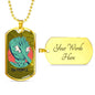 Alien UFO Fan Gift Alien Face Palm Necklace Stainless Steel or 18k Gold Dog Tag 24" Chain-Express Your Love Gifts