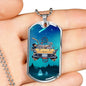 Alien UFO Fan Gift Alien Family Car Necklace Stainless Steel or 18k Gold Dog Tag 24" Chain-Express Your Love Gifts