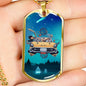 Alien UFO Fan Gift Alien Family Car Necklace Stainless Steel or 18k Gold Dog Tag 24" Chain-Express Your Love Gifts