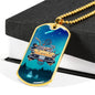 Alien UFO Fan Gift Alien Family Car Necklace Stainless Steel or 18k Gold Dog Tag 24" Chain-Express Your Love Gifts