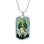 Alien UFO Fan Gift Alien Human Necklace Stainless Steel or 18k Gold Dog Tag 24" Chain-Express Your Love Gifts