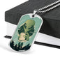 Alien UFO Fan Gift Alien Human Necklace Stainless Steel or 18k Gold Dog Tag 24" Chain-Express Your Love Gifts