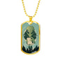 Alien UFO Fan Gift Alien Human Necklace Stainless Steel or 18k Gold Dog Tag 24" Chain-Express Your Love Gifts