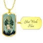 Alien UFO Fan Gift Alien Human Necklace Stainless Steel or 18k Gold Dog Tag 24" Chain-Express Your Love Gifts