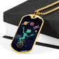 Alien UFO Fan Gift Alien Juggler Necklace Stainless Steel or 18k Gold Dog Tag 24" Chain-Express Your Love Gifts