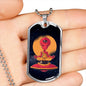 Alien UFO Fan Gift Alien Meditation Necklace Stainless Steel or 18k Gold Dog Tag 24" Chain-Express Your Love Gifts