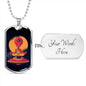 Alien UFO Fan Gift Alien Meditation Necklace Stainless Steel or 18k Gold Dog Tag 24" Chain-Express Your Love Gifts