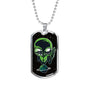 Alien UFO Fan Gift Alien On Planet Necklace Stainless Steel or 18k Gold Dog Tag 24" Chain-Express Your Love Gifts