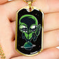 Alien UFO Fan Gift Alien On Planet Necklace Stainless Steel or 18k Gold Dog Tag 24" Chain-Express Your Love Gifts