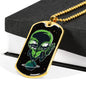 Alien UFO Fan Gift Alien On Planet Necklace Stainless Steel or 18k Gold Dog Tag 24" Chain-Express Your Love Gifts