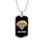 Alien UFO Fan Gift Alien Peace Human Necklace Stainless Steel or 18k Gold Dog Tag 24" Chain-Express Your Love Gifts