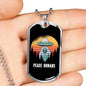 Alien UFO Fan Gift Alien Peace Human Necklace Stainless Steel or 18k Gold Dog Tag 24" Chain-Express Your Love Gifts