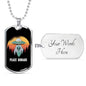 Alien UFO Fan Gift Alien Peace Human Necklace Stainless Steel or 18k Gold Dog Tag 24" Chain-Express Your Love Gifts