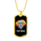 Alien UFO Fan Gift Alien Peace Human Necklace Stainless Steel or 18k Gold Dog Tag 24" Chain-Express Your Love Gifts