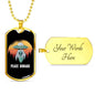 Alien UFO Fan Gift Alien Peace Human Necklace Stainless Steel or 18k Gold Dog Tag 24" Chain-Express Your Love Gifts