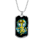 Alien UFO Fan Gift Alien Psychedelic Necklace Stainless Steel or 18k Gold Dog Tag 24" Chain-Express Your Love Gifts