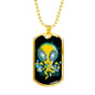 Alien UFO Fan Gift Alien Psychedelic Necklace Stainless Steel or 18k Gold Dog Tag 24" Chain-Express Your Love Gifts